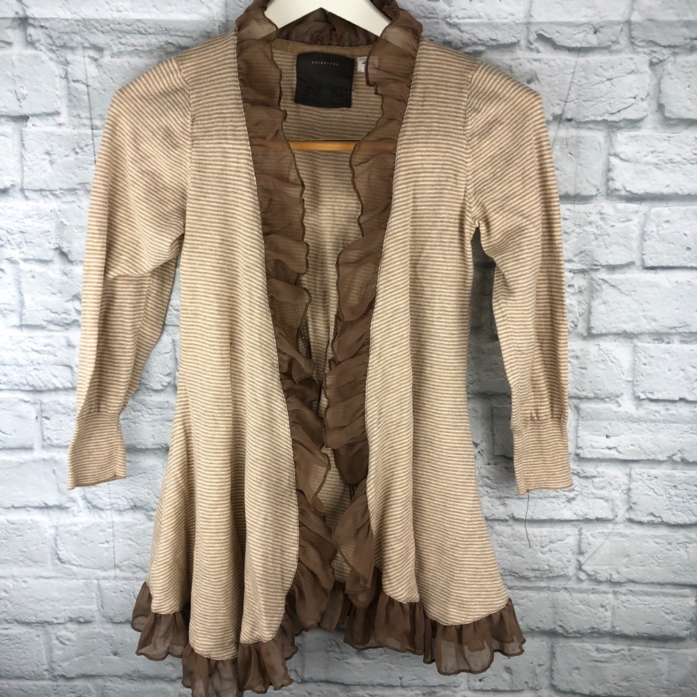 GUINEVERE Anthropologie Women's Ruffle Trim Cardi